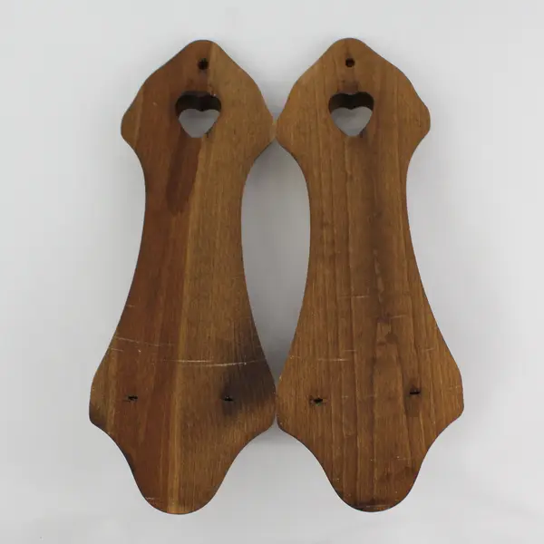 2 Vintage Hand Crafted Farmhouse Wooden Wall Candle Holders Heart Cut Outs 15"