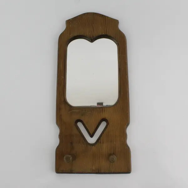 15.5 Inch Wooden Wall Mounted Key Or Hat Rack With Mirror