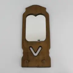 15.5 Inch Wooden Wall Mounted Key Or Hat Rack With Mirror
