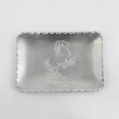 Vintage Norwegian Handcrafted Etched Aluminum Trinket Dish Horsens Horse