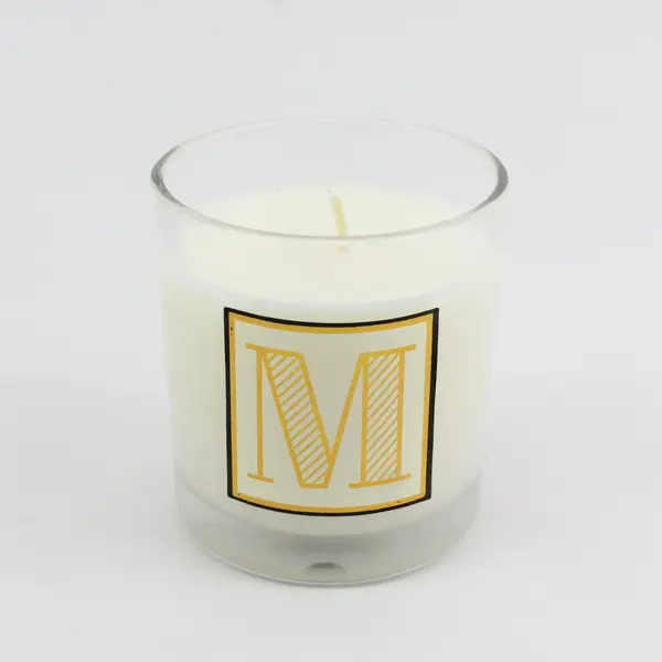 Debi Lilly S4299 Glass Filled "M" Alphabet Floral Scented Candle