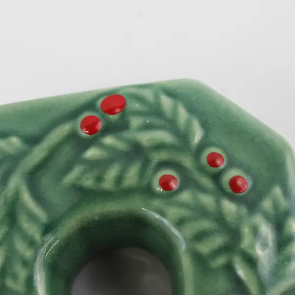 MCM Lipper And Mann Letter O Christmas Taper Candle Holder Holly Pattern