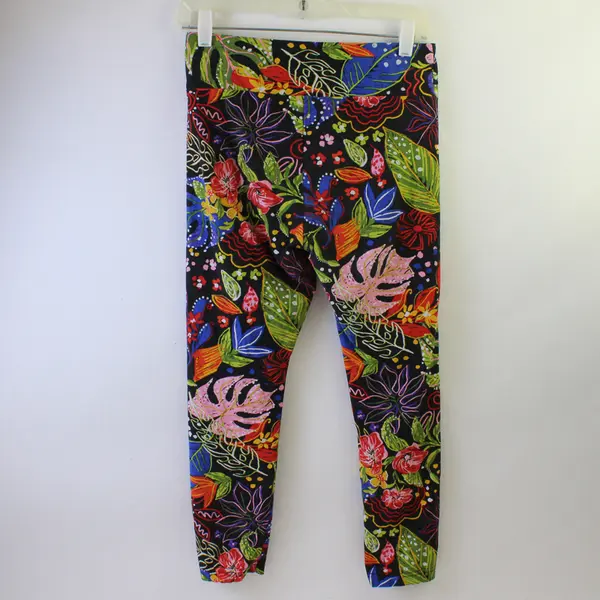 No Boundaries Multicolor Floral Print Mid-Calf Leggings Juniors Med 7-9