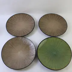  Lot Of 4 Gibson Elite Lotus Leaf Patterned Ceramic Dinner Plates 12" Diameter