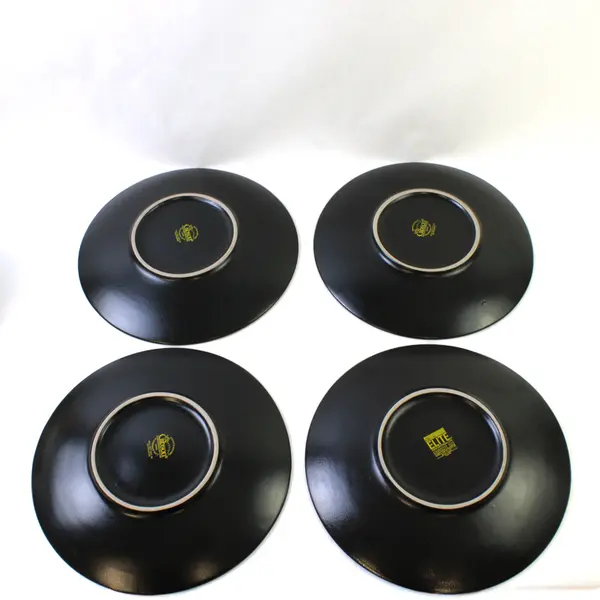  Lot Of 4 Gibson Elite Lotus Leaf Patterned Ceramic Dinner Plates 12" Diameter