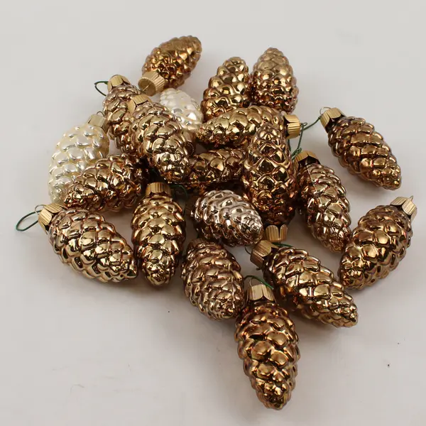 Lot of 20 Glass Pinecone Ornaments Christmas Tree Hanging Decorations