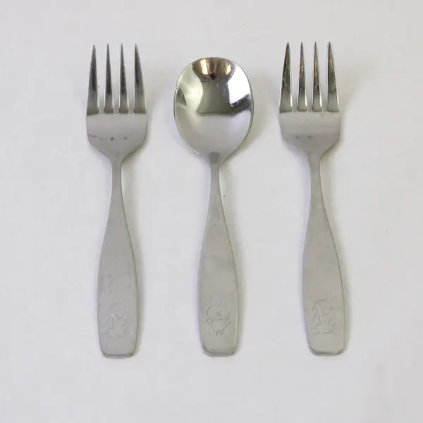 Lot of 3 Infant Youth SS Flatware Unknown Rare Pattern 2 Forks 1 Spoon Engraved