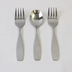 Lot of 3 Infant Youth SS Flatware Unknown Rare Pattern 2 Forks 1 Spoon Engraved