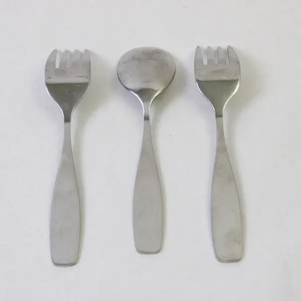Lot of 3 Infant Youth SS Flatware Unknown Rare Pattern 2 Forks 1 Spoon Engraved