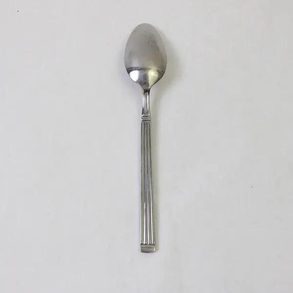 SS Infant Feeding Spoon With Engraved Dog on Ribbed Handle Unknown HTF 6" Long