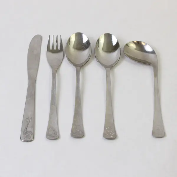 Lot of 5 Tramontina Brand Youth Utensils 2 Spoons Fork Knife Medicine Spoon Rare