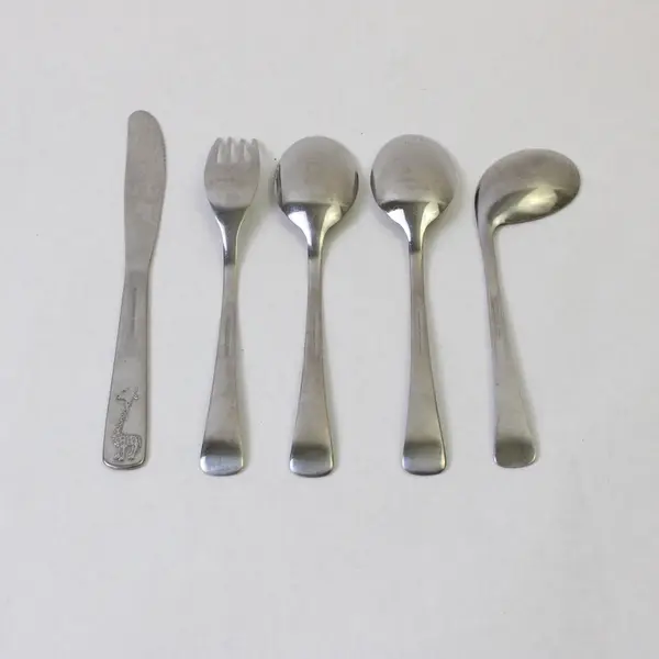 Lot of 5 Tramontina Brand Youth Utensils 2 Spoons Fork Knife Medicine Spoon Rare