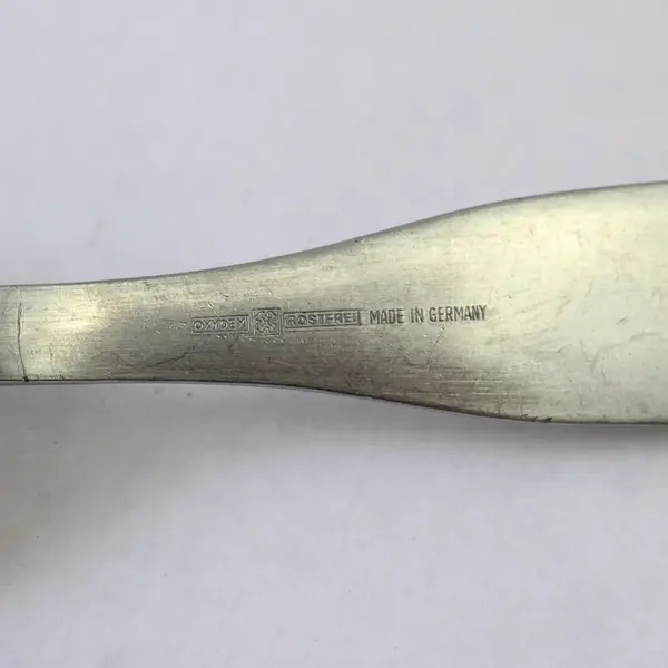 Vintage Oxydex Rostfrei Stainless Steel Baby Spoon 4.75" Long Engraved Rare HTF