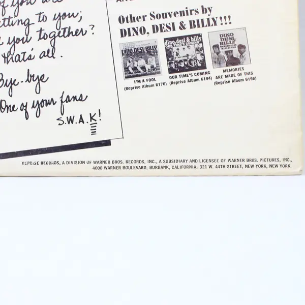 Dino, Desi & Billy Souvenir 12" Vinyl Record 
