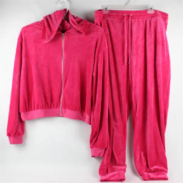 Rue+ Hot Pink Fuzzy Sweat Set Lounge Athleisure Women's Size 3X