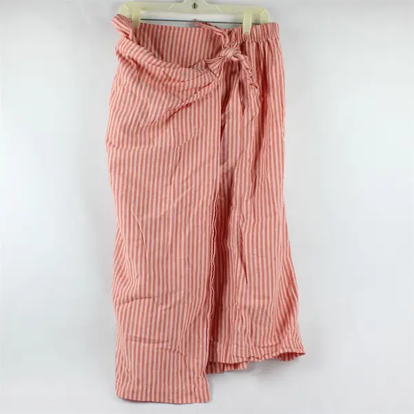 Universal Thread Coral Pink Striped Wrap Midi Skirt Women's Large