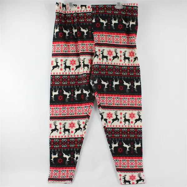 French Laundry Red Black & Cream Winter-Theme Pajama Pants Women's 3X