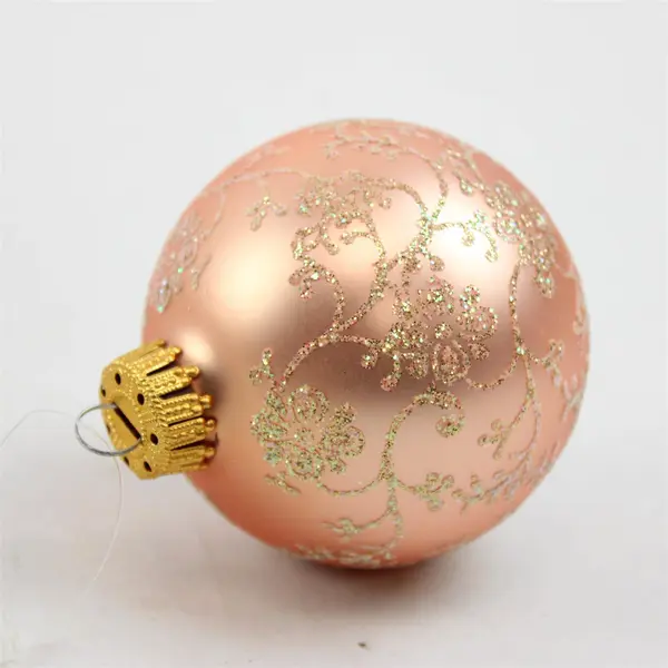 Lot of 4 Vintage-Style Peach & Gold Glitter Victorian Ornaments