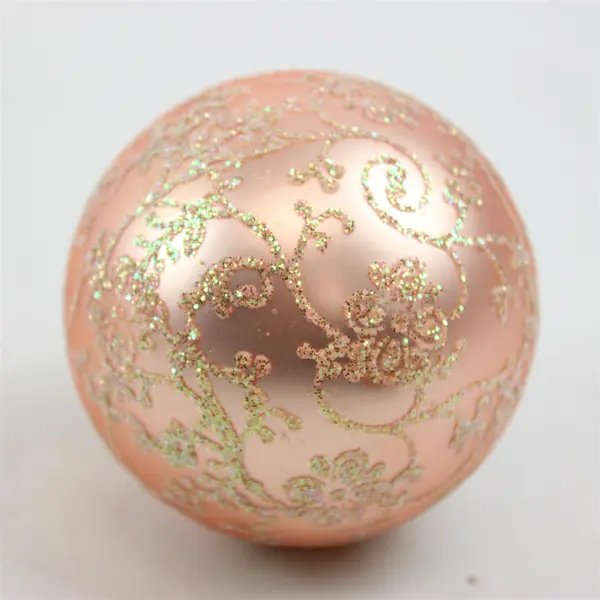 Lot of 4 Vintage-Style Peach & Gold Glitter Victorian Ornaments