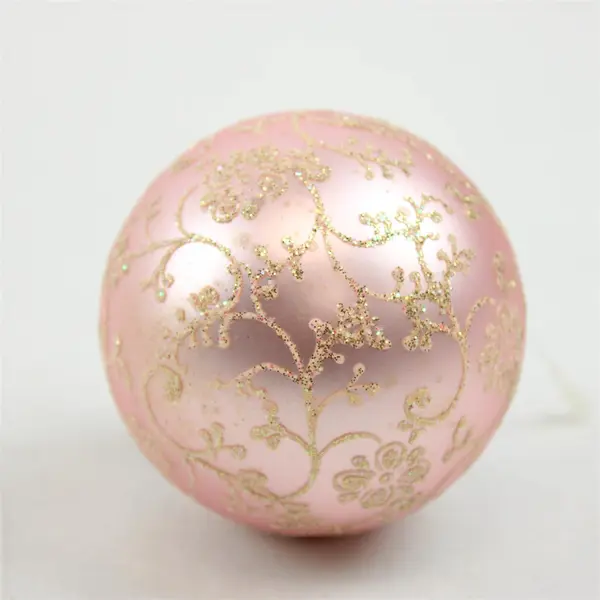 Lot of 4 Vintage-Style Peach & Gold Glitter Victorian Ornaments