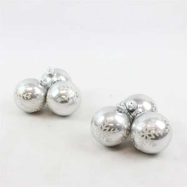 Set of 6 Vintage-Style Silver & White Snowflake Christmas Ornaments