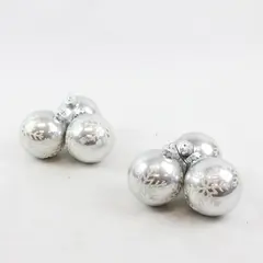 Set of 6 Vintage-Style Silver & White Snowflake Christmas Ornaments