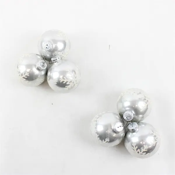 Set of 6 Vintage-Style Silver & White Snowflake Christmas Ornaments