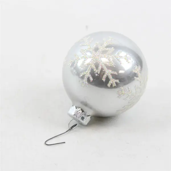 Set of 6 Vintage-Style Silver & White Snowflake Christmas Ornaments
