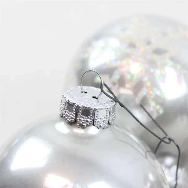 Set of 6 Vintage-Style Silver & White Snowflake Christmas Ornaments