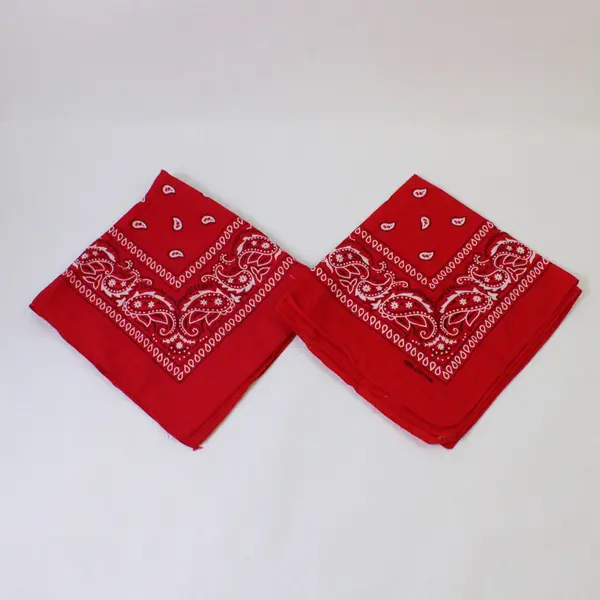 2 Red Paisley Print Bandana 100% Cotton Head Wrap Scarf Face Mask 20 x 20 Inches
