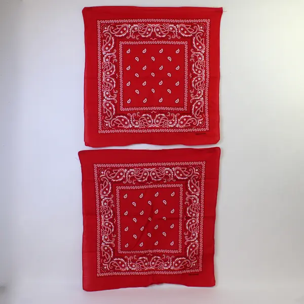 2 Red Paisley Print Bandana 100% Cotton Head Wrap Scarf Face Mask 20 x 20 Inches