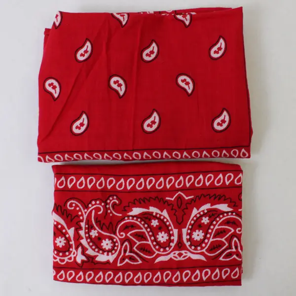 2 Red Paisley Print Bandana 100% Cotton Head Wrap Scarf Face Mask 20 x 20 Inches