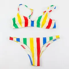 Solid & Striped Women's M Multicolor Striped Matching Bikini Swimsuit Set