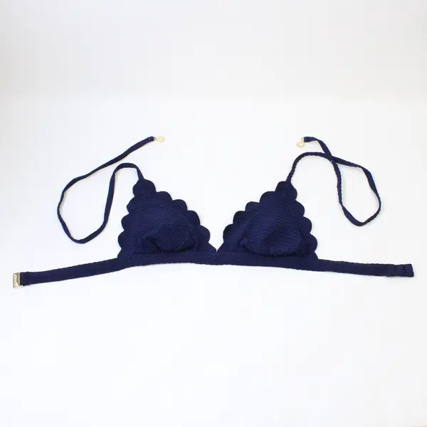 Kate Spade Women's XS/S Dark Blue Textured Ruffle Edge Matching Bikini Set