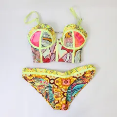 Maaji Women's S Neon Multi-pattern Mismatch Top & Bottom Bikini Swimsuit (2pc) 