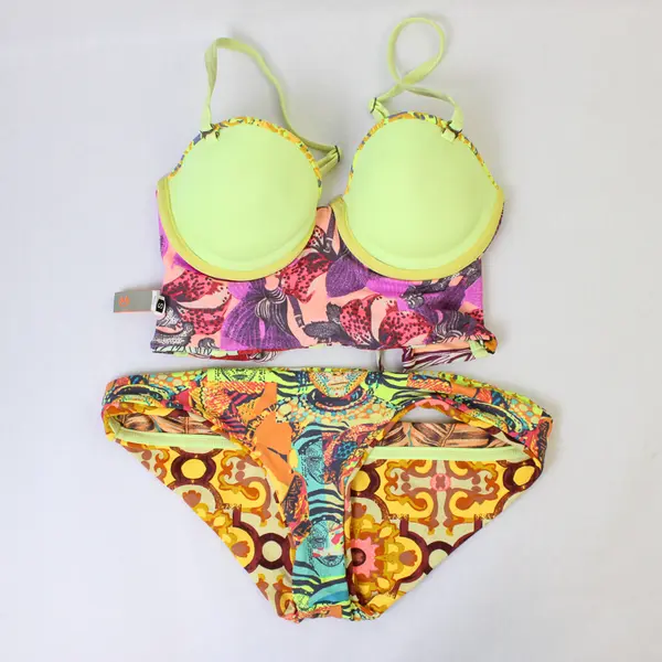 Maaji Women's S Neon Multi-pattern Mismatch Top & Bottom Bikini Swimsuit (2pc) 
