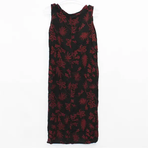 Vintage John Paul Richard Women's L Black with Red Florals Sleeveless Maxi Dress