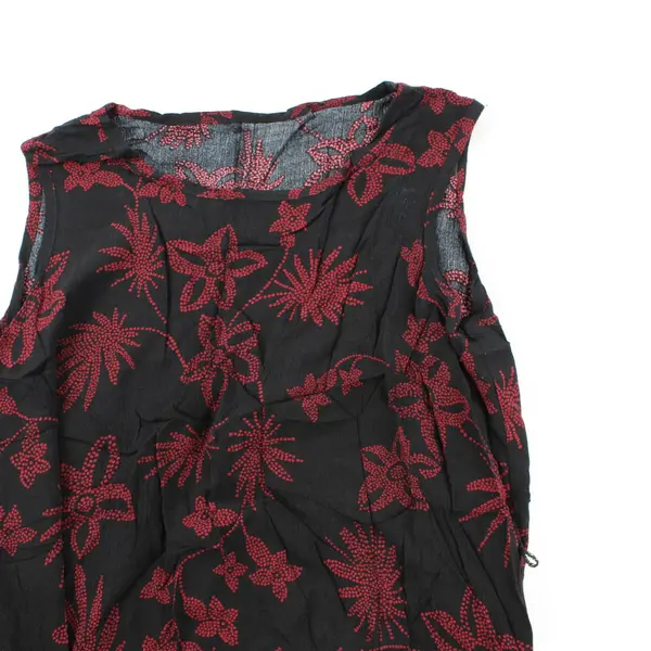 Vintage John Paul Richard Women's L Black with Red Florals Sleeveless Maxi Dress