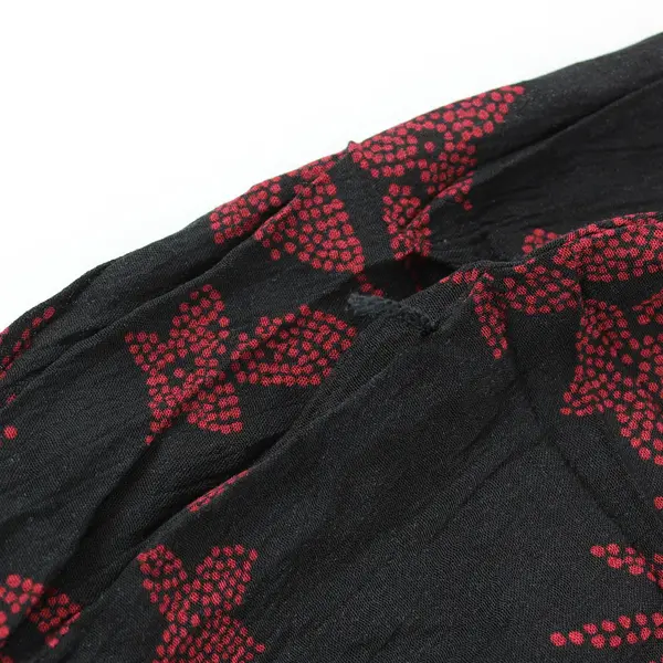 Vintage John Paul Richard Women's L Black with Red Florals Sleeveless Maxi Dress