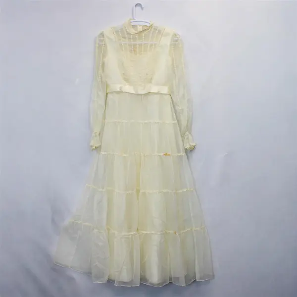 Vintage Lorie Deb San Fran Women's 13/14 Lace & Chiffon 1970's Wedding Dress