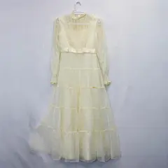 Vintage Lorie Deb San Fran Women's 13/14 Lace & Chiffon 1970's Wedding Dress
