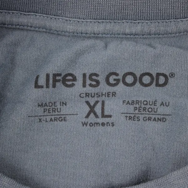 Life Is Good Blue Tree/Cardinal Birds Crusher Style T-Shirt Blue Women's Size XL