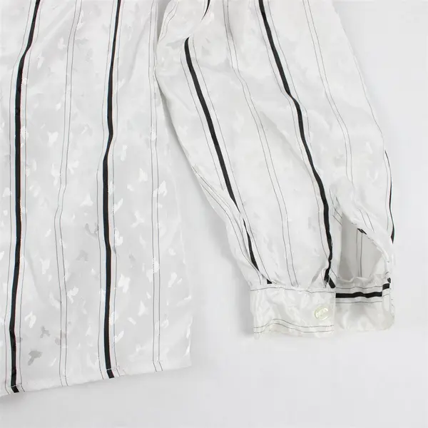 Barbara Karen White/Blue Striped Long Sleeve Dress Shirt Shoulder Pads Womens 16