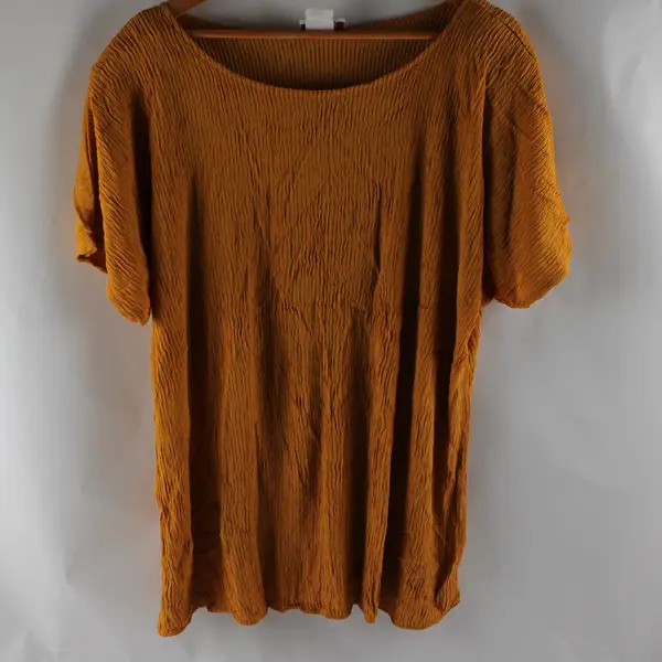 Vtg Rhonda Lee Women's 24W/44 Yellow Short Sleeve Scrunch Fabric Blouse