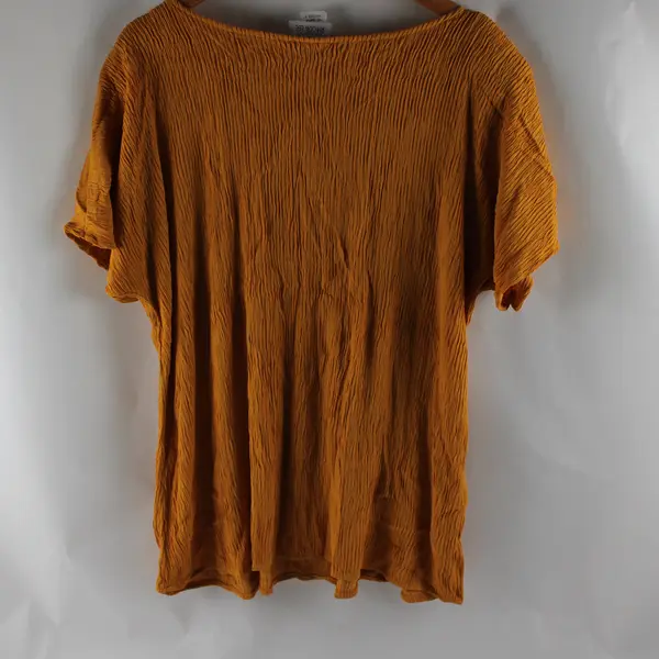 Vtg Rhonda Lee Women's 24W/44 Yellow Short Sleeve Scrunch Fabric Blouse