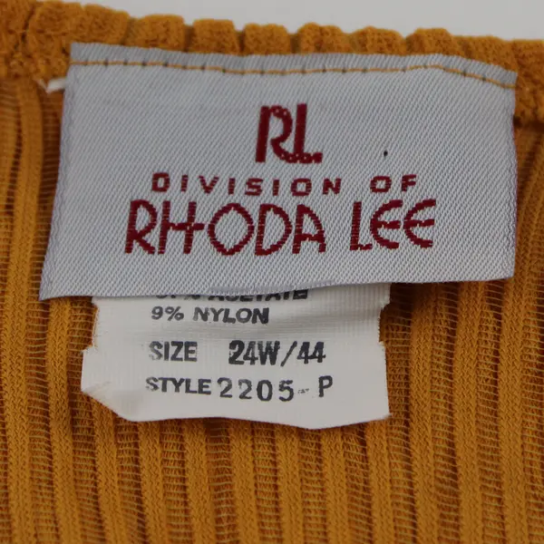 Vtg Rhonda Lee Women's 24W/44 Yellow Short Sleeve Scrunch Fabric Blouse