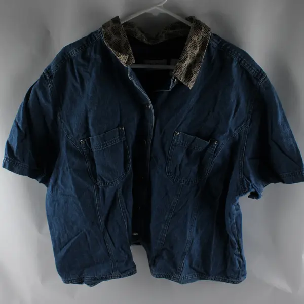 Vtg Villager Sport by Liz Claiborne Women's 3 Blue Denim Cropped Jacket 