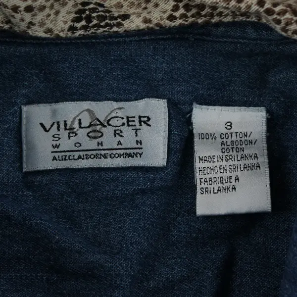 Vtg Villager Sport by Liz Claiborne Women's 3 Blue Denim Cropped Jacket 
