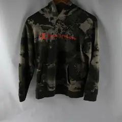 Champion Boy's L 14 / 16 Green Camo w/Orange Logo Print Hoodie Sweatshirt