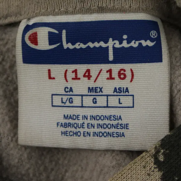 Champion Boy's L 14 / 16 Green Camo w/Orange Logo Print Hoodie Sweatshirt